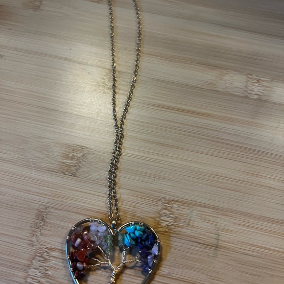 Handmade Multicolor Tree of Life Heart Pendant Necklace - Picture 3 of 3